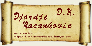 Đorđe Macanković vizit kartica